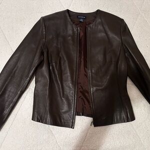 Ann Taylor Dark Brown Leather Jacket
